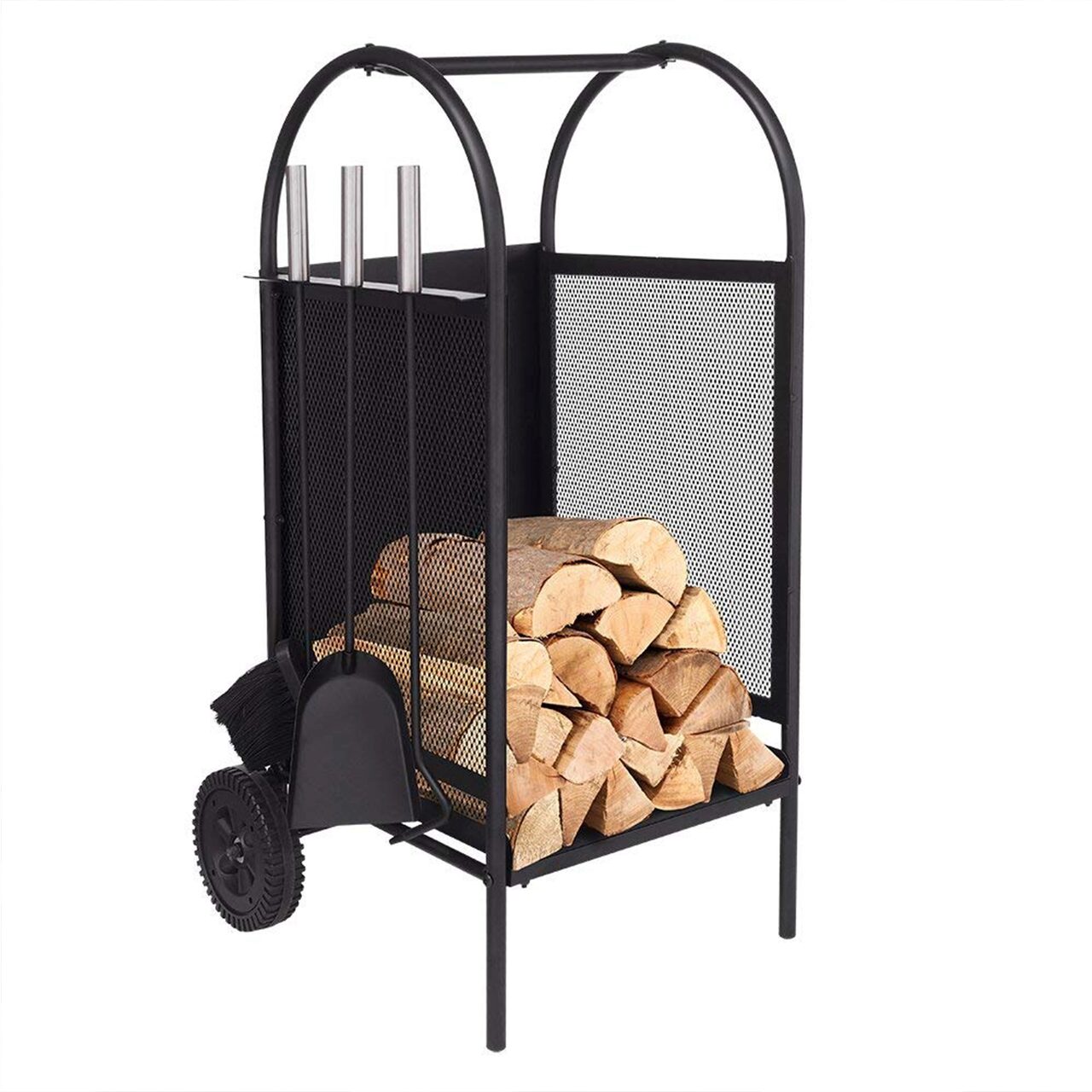 Suport pentru lemne de șemineu cu accesorii, 60x35x35 cm – soluție practică pentru organizarea și depozitarea lemnelor de foc-Wisdom Store