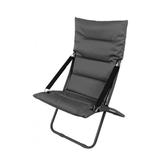 Scaun pliabil pentru grădină, camping și pescuit, material Oxford, cu tetieră, spătar reglabil, gri – confort și portabilitate în activitățile în aer liber-Wisdom Store