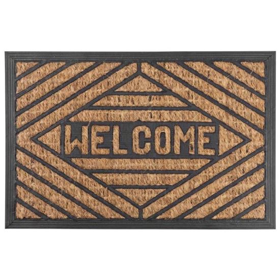 Covoraș intrare, 40x60 cm, design Panama, cu mesaj de bun venit, ideal pentru protecția împotriva murdăriei și umezelii-Wisdom Store