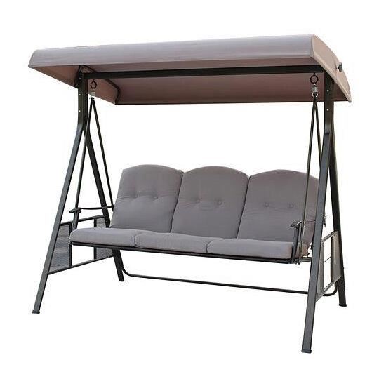 Balansoar de grădină, 3 locuri, gri, 201x125x180 cm, Dubai–confort și relaxare în aer liber-Wisdom Store