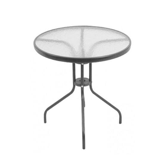 Masă de grădină, metalică cu blat din sticlă, design elegant și rezistent, perfectă pentru terase sau grădini. Ușor de întreținut și ideală pentru mese în aer liber-Wisdom Store