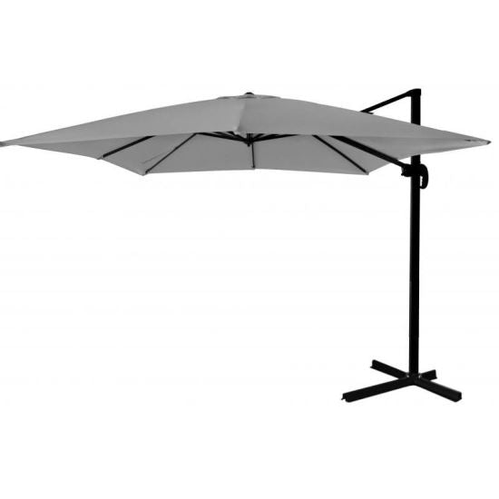 Umbrelă de grădină/terasă, articulatie tip banana, rotativă, cu manivelă, gri, 292 cm–protecție optimă împotriva soarelui pentru momente de relaxare în aer liber-Wisdom Store