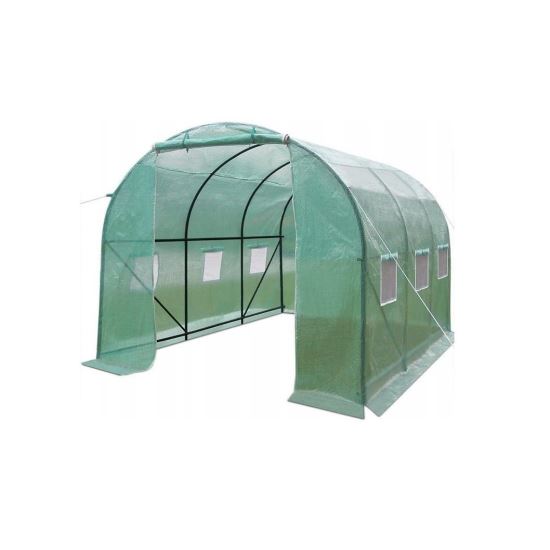 Sera de grădină, tip tunel, cu 6 feronieră, cadru metalic, folie PE + PP, 2x3.5x2 m, Chomik – soluție perfectă pentru cultivarea plantelor în condiții optime-Wisdom Store