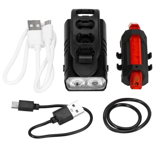 Set stop și far pentru bicicletă, Springos, LED, 6/4 moduri iluminare, aluminiu și plastic, încărcare USB, 6.5x3.5x2.5 cm – iluminare sigură și eficientă pentru plimbările cu bicicleta-Wisdom Store