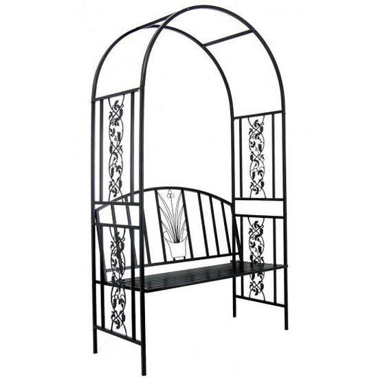 Pergolă/arcadă metalică de grădină cu bancă – element decorativ ideal pentru relaxare și amenajarea grădinii-Wisdom Store