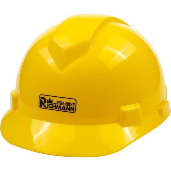 Cască de protecție HDPE, galben, cu reglaj în 4 puncte–protecție eficientă și confort sporit la locul de muncă-Wisdom Store