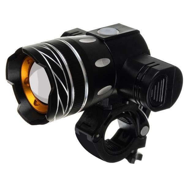 Set stop si far pentru bicicleta, 2xCREE LED XM-L T6, 3/7 moduri iluminare, aluminiu si plastic, incarcare USB, 7.5x8.5x9.5 cm, Trizand