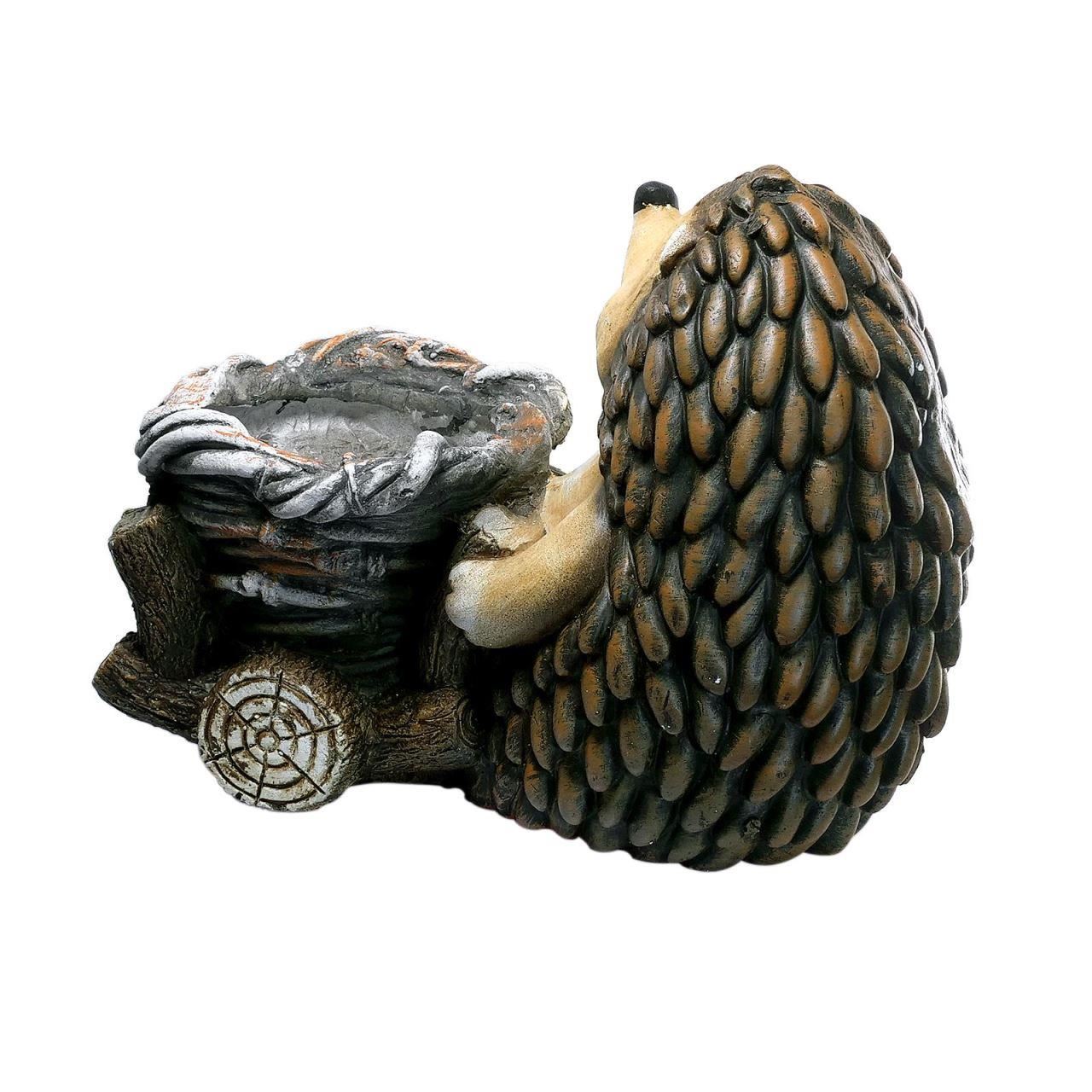 Kerti dekoráció, kerámia, sündisznó kosárral, 37,5x21x27 cm