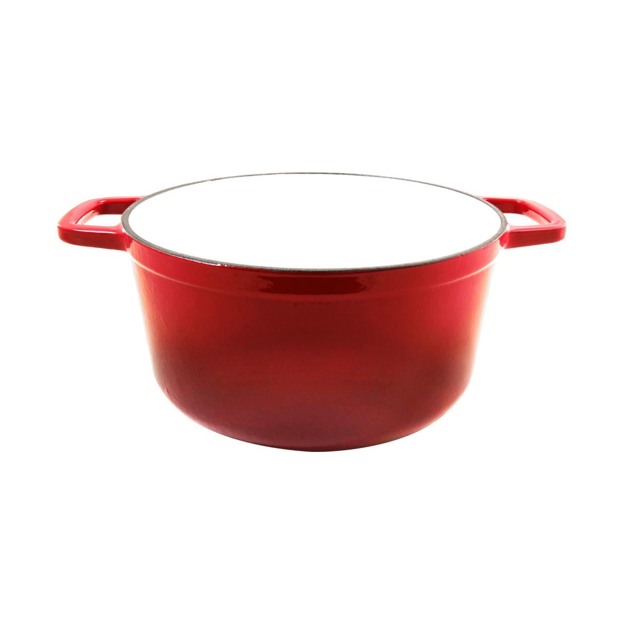 Zománcozott öntöttvas edény fedővel, piros, 5,2 L, Perfect Home