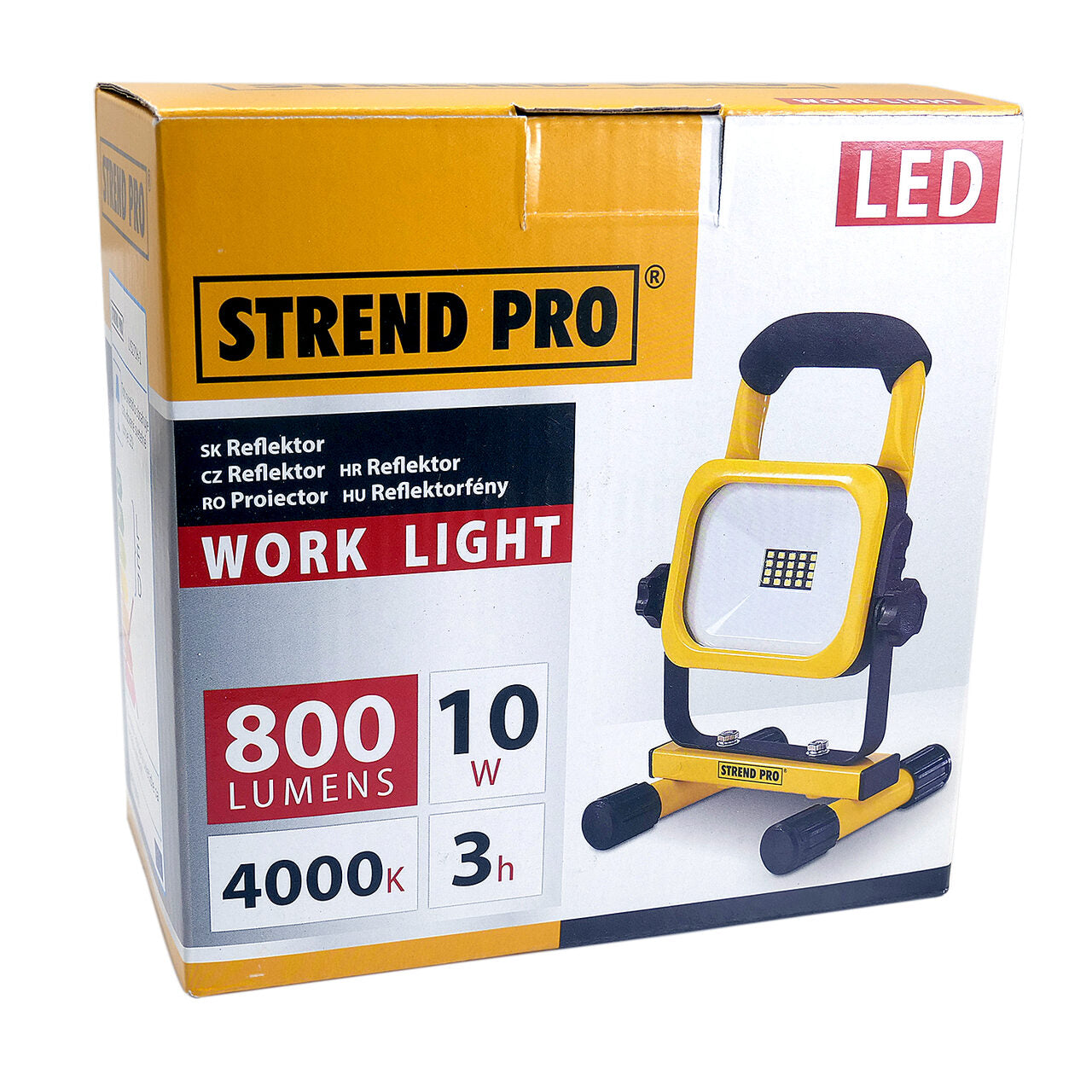 Munkahelyi reflektor, SMD LED, elemmel és fogantyúval, 10 W, 800 lm, IP54, Strend Pro
