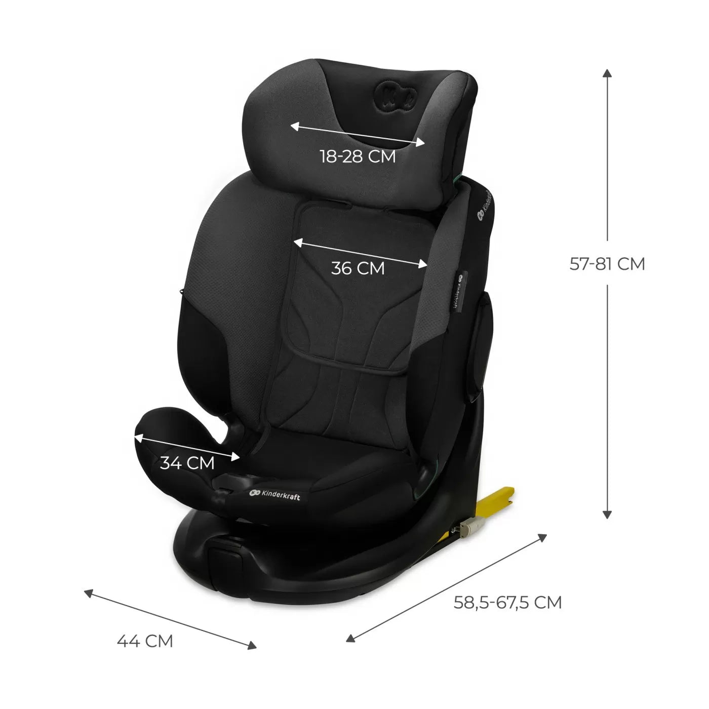 Scaun auto kinderkraft i-fix, i-size 40-150 cm, graphite black