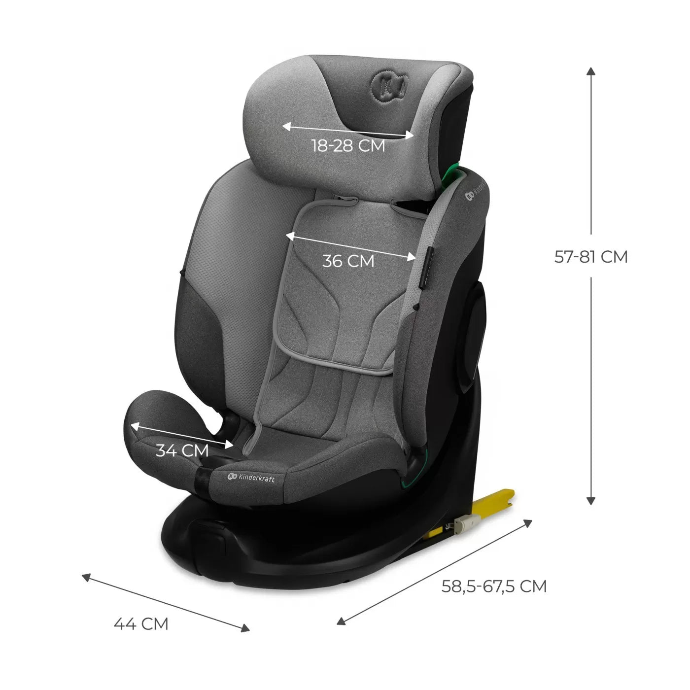 Scaun auto kinderkraft i-fix, i-size 40-150 cm, cool grey