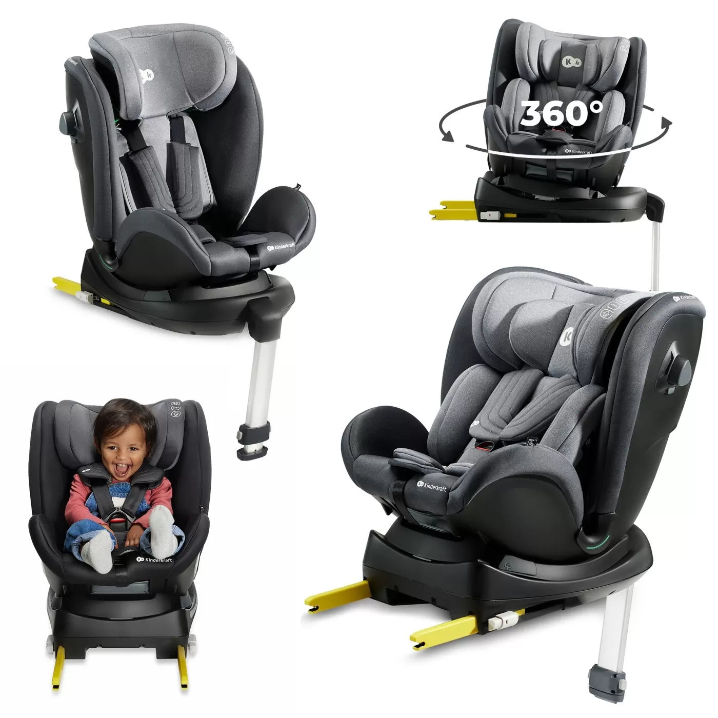 Scaun auto i-size, 40-125 cm, kinderkraft xrider, grey