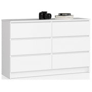 Comoda, placa laminata, 6 sertare, alb, 120x40x77 cm