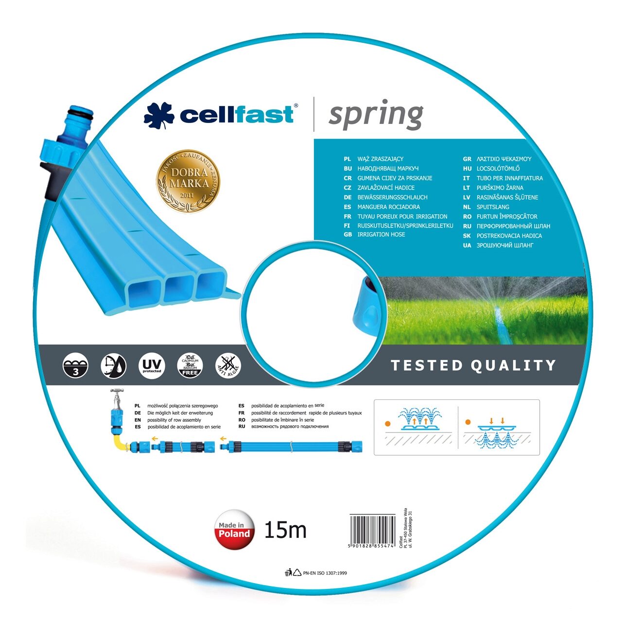 Furtun de gradina, cu irigare, 1/2", 15 m, Cellfast
