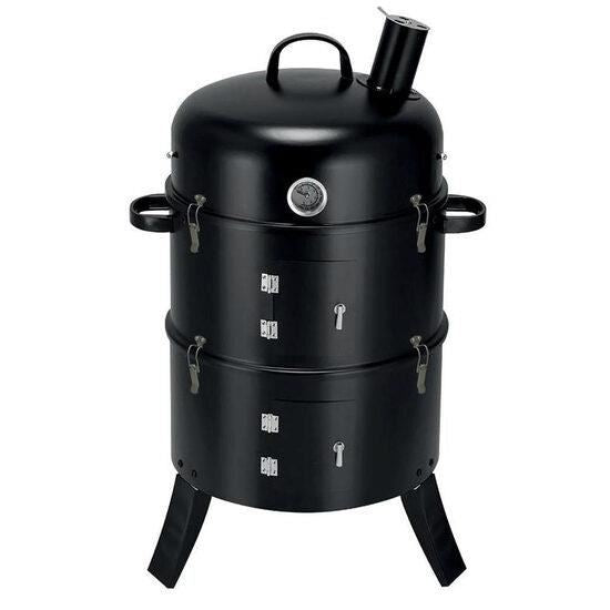 Gratar gradina, grill rotund, cu capac, 3 etaje, 44x78 cm, Smoker