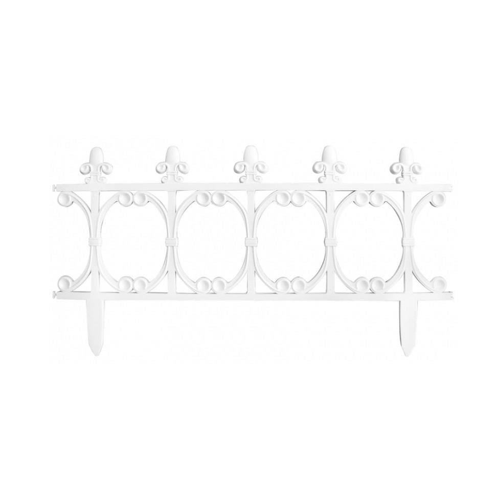 Gard de gradina decorativ, din plastic, alb, 64x34 cm
