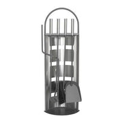 Set accesorii semineu, suport cu 4 piese, inox, 66 cm