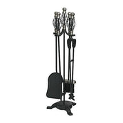 Set accesorii semineu, suport cu 4 piese, nichelate, 66 cm 