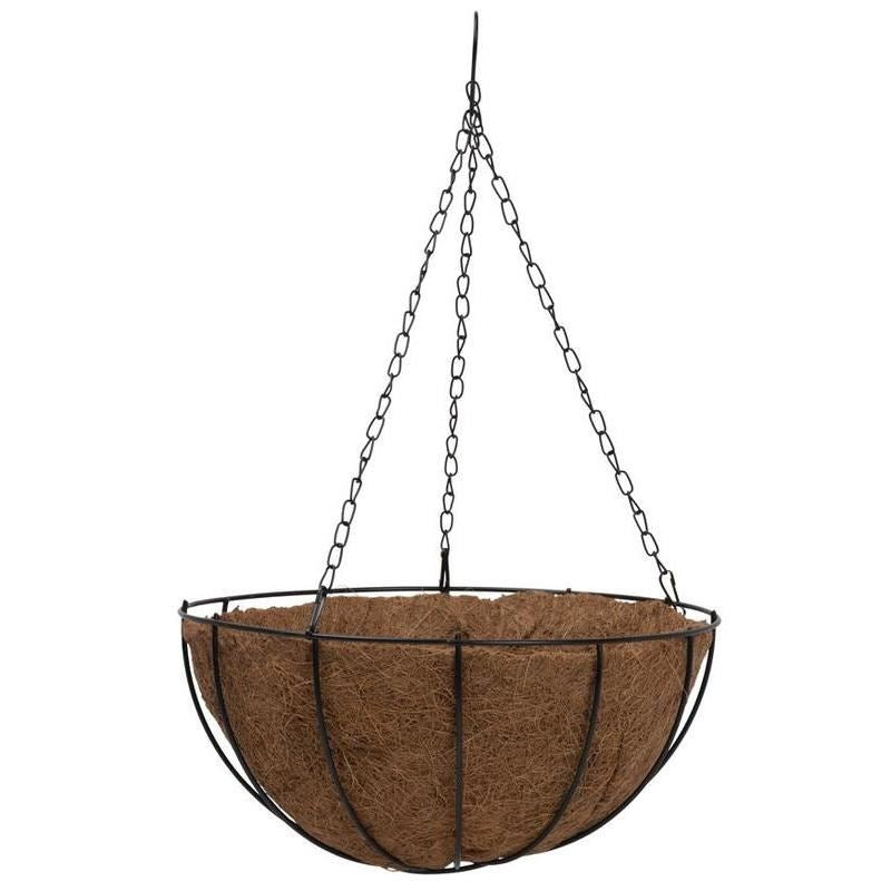 Ghiveci decorativ cu lant, rotund,​​​​​​​ nuca de cocos, 30x30x14 cm 