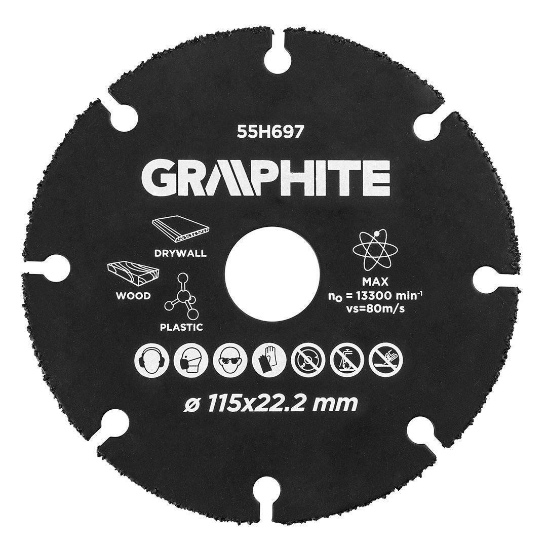 Disc debitat lemn, plastic, 115x22.2 mm, Graphite 