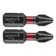 Varfuri, biti, de impact, PH2, set 2 buc, PH2x25 mm, Graphite