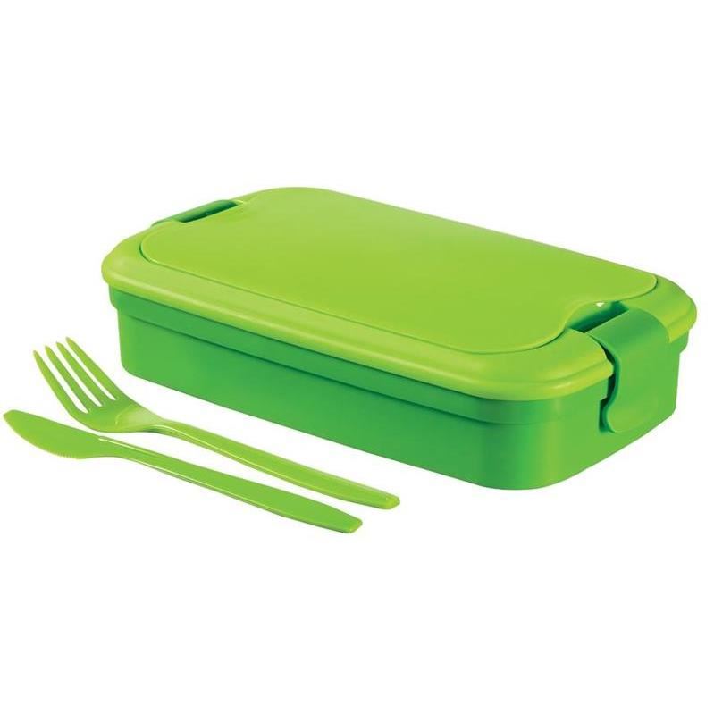 caserola alimente, plastic, etansa, cu tacamuri, verde, 1.3 L, 23x13x7 cm, Curver