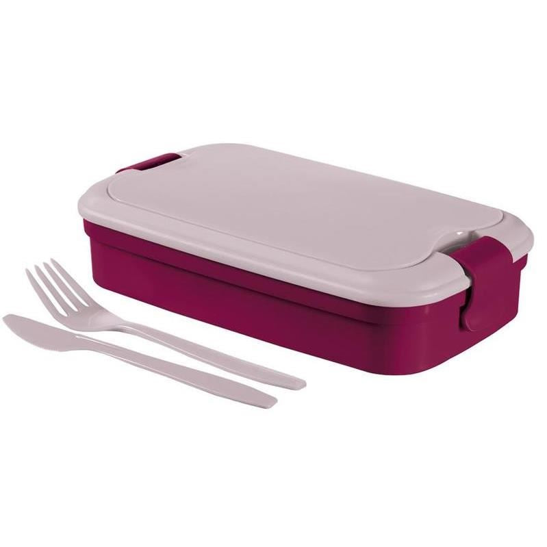 caserola alimente, plastic, etansa, cu tacamuri, violet, 1.3 L, 23x13x7 cm, Curver