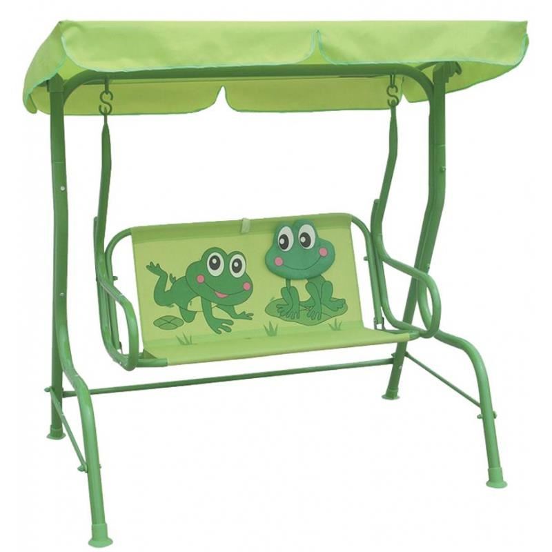 Balansoar/leagan pentru copii, verde, model broscute, 115x75x110 cm, Sandia 