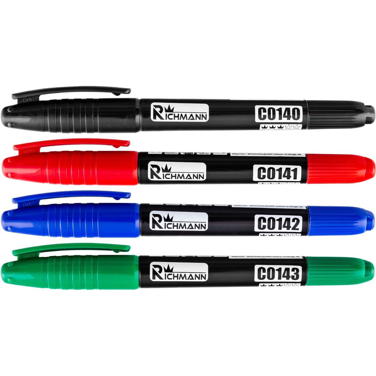 Marker permanent subtire, 2 capete, 4 culori, (set 36 buc), RICHMANN