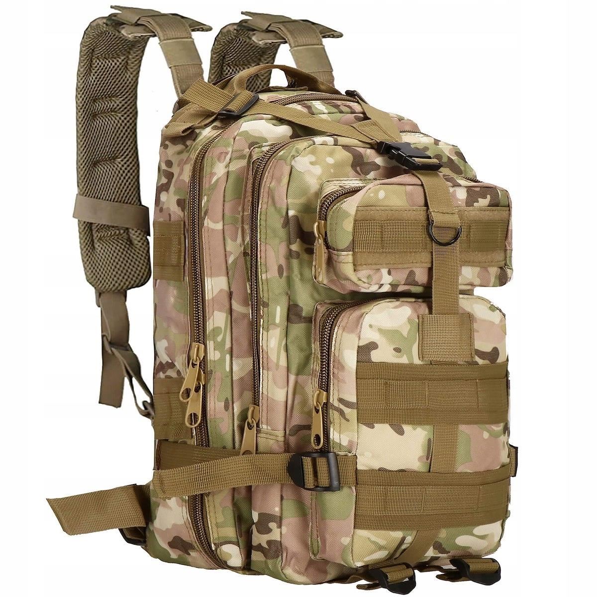 rucsac tactic, 4 compartimente, model Survival, camuflaj, verde, 23x24x42 cm, Springos