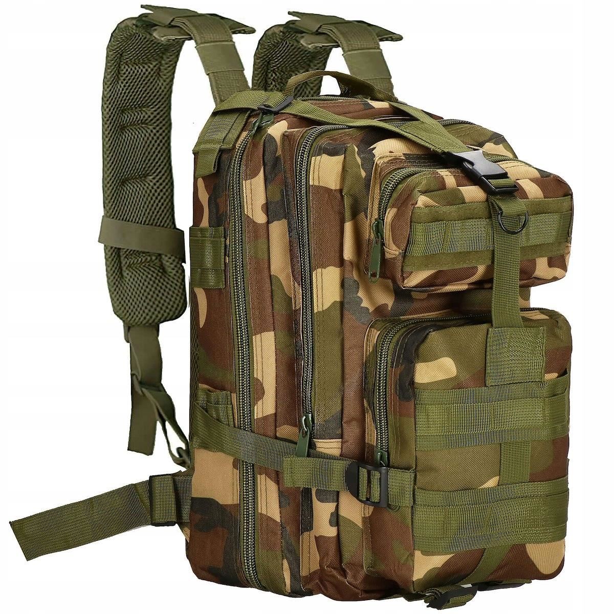 rucsac tactic, 4 compartimente, model Survival, camuflaj, verde si maro, 23x24x42 cm, Springos