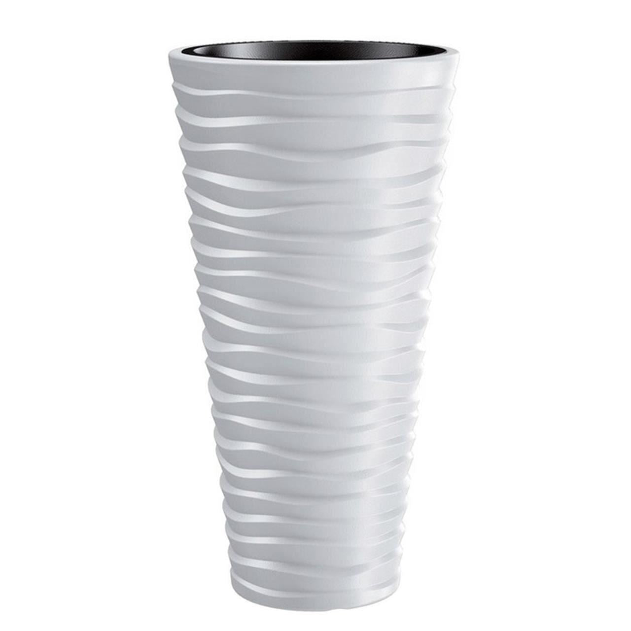 Ghiveci decorativ de flori, rotund, inalt, alb, 39x75 cm, Sand Slim