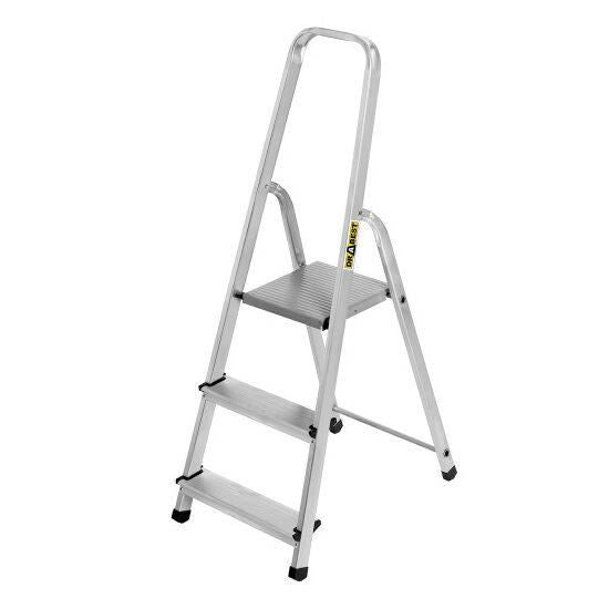Scara aluminiu, 2 trepte, platforma, max 125 kg, 1.21 m, Drabest
