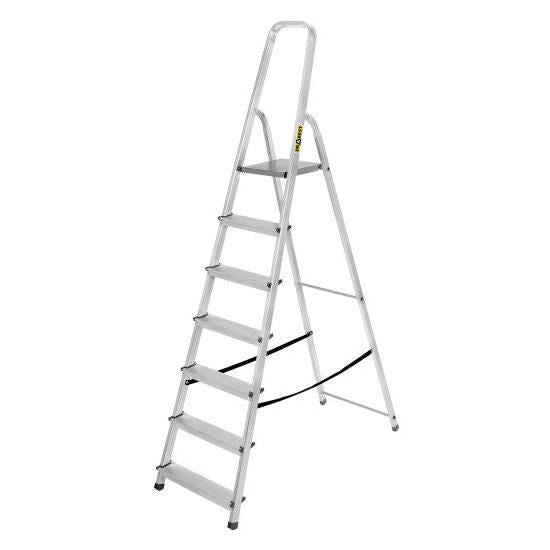 Scara aluminiu, 6 trepte, platforma, max 125 kg, 2.15 m, Drabest