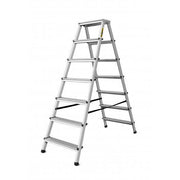 Scara aluminiu, 2 tronsoane, 6 trepte, platforma, max 125 kg, 1.46 m, Drabest