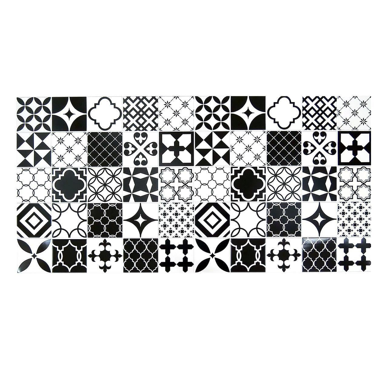 Panou decorativ, PVC, model mozaic, alb si negru, 96x48.5cm 