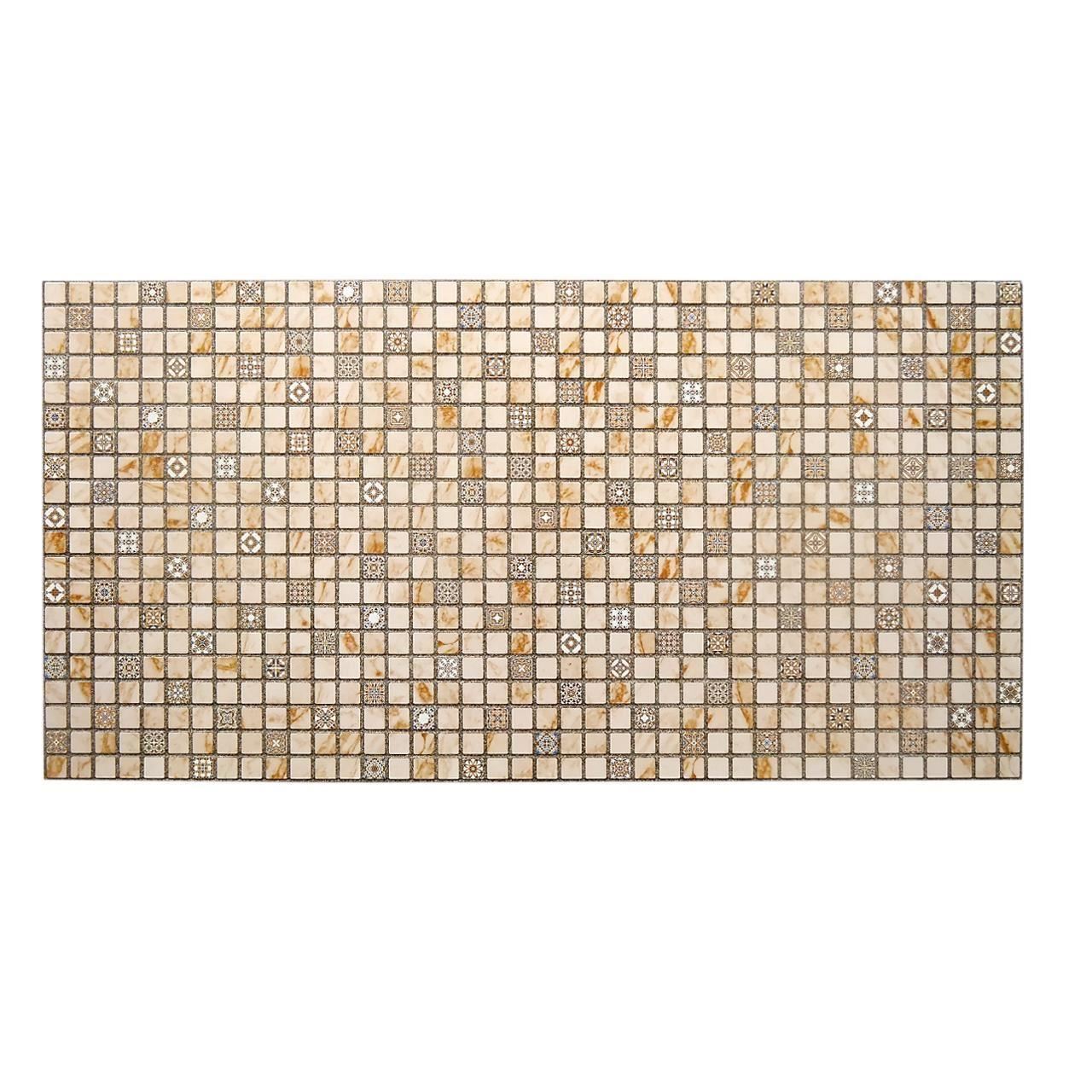 Panou decorativ, PVC, model mozaic, nuante portocaliu murdar, 96x48.5cm 