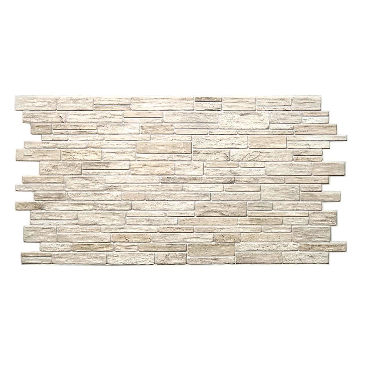 Panou decorativ, PVC, model piatra 3D, nuante crem, 96x48.5 cm 
