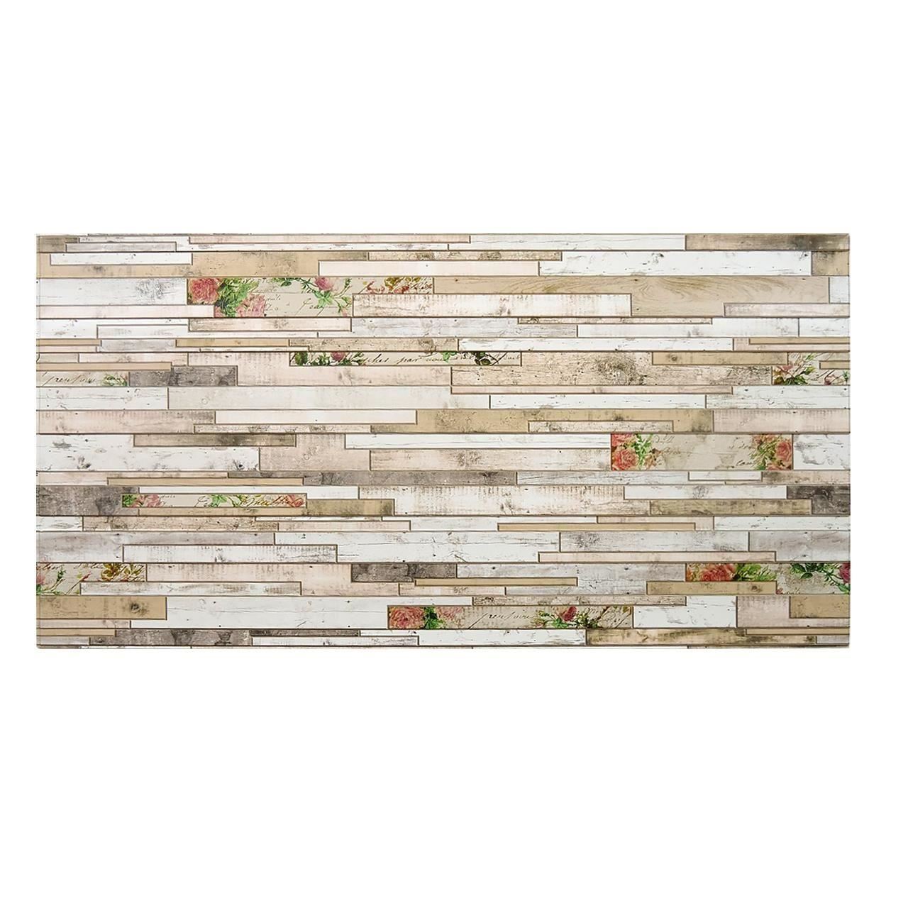 Panou decorativ, PVC, model piatra 3D, flori roz, 96x48.5cm 