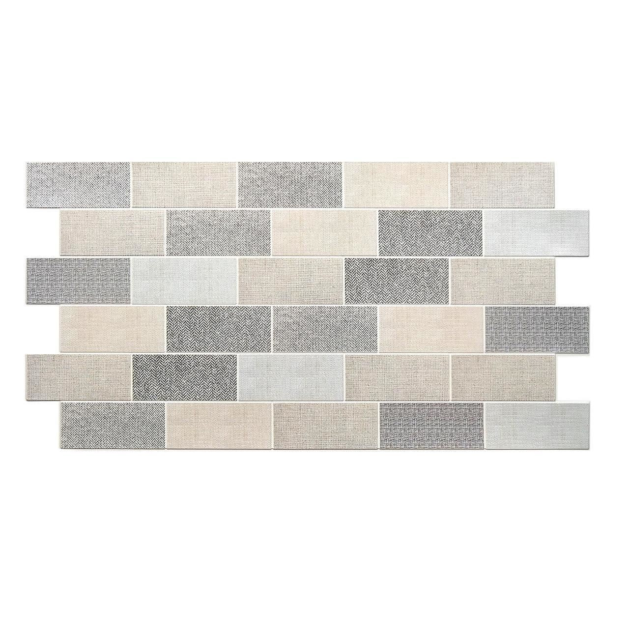 Panou decorativ, PVC, model textil 3D, nuante gri pastel, 96x48.5cm 