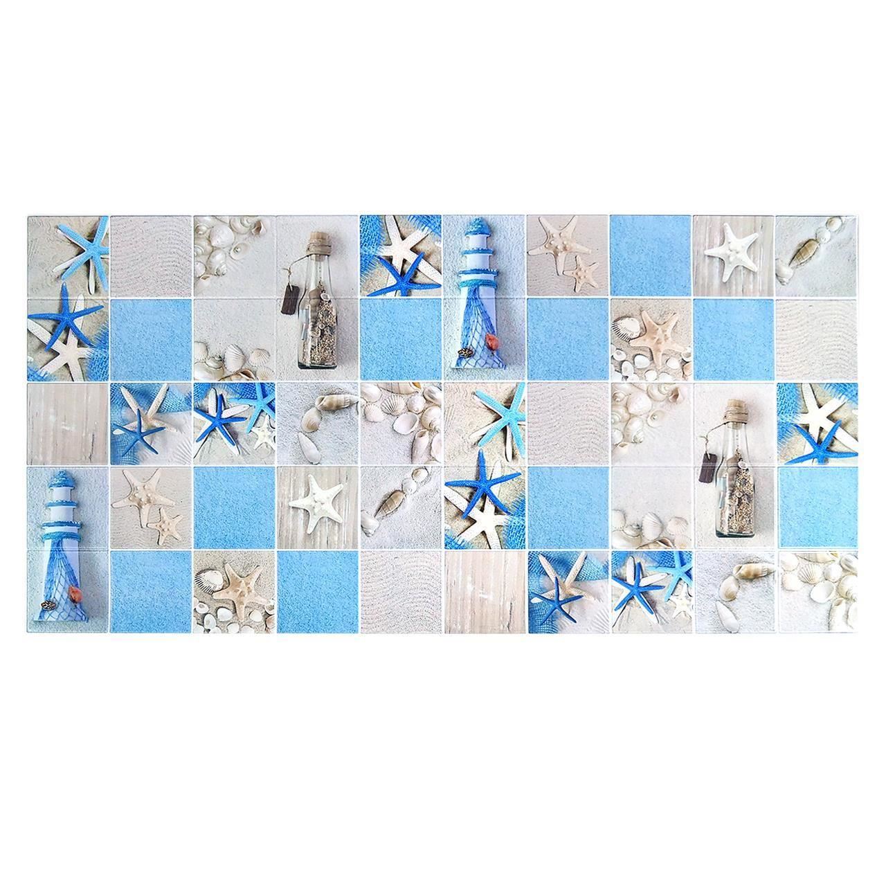 Panou decorativ, PVC, model exotic, albastru si bej, 96x48.5cm 