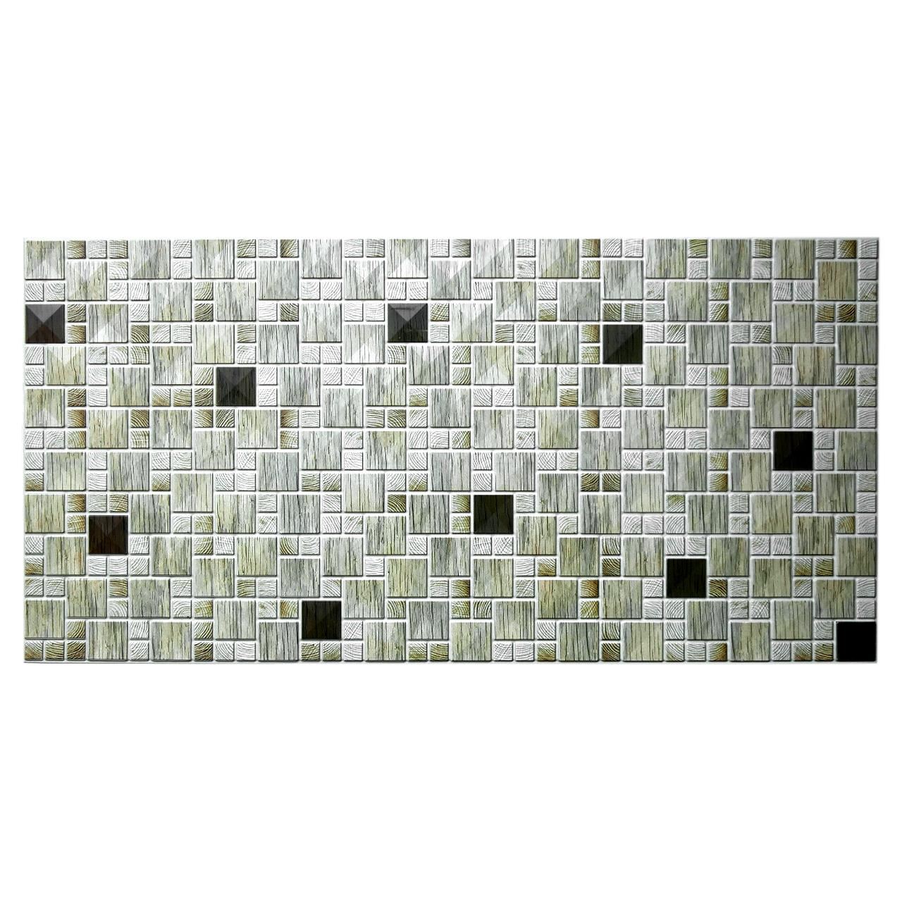 Panou decorativ, PVC, model mozaic, striat, nuante gri, 96x48.5 cm 