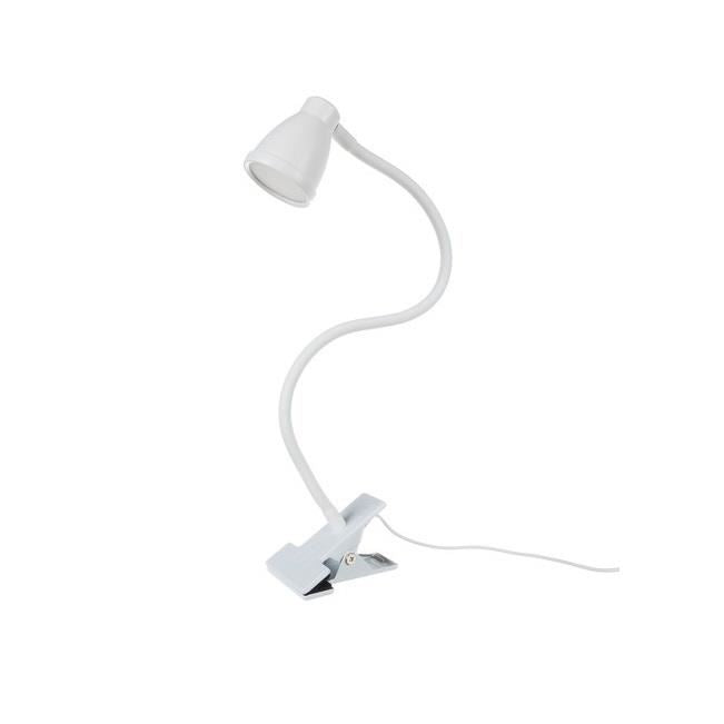 Lampa de birou cu clips, brat flexibil, 3 culori lumina, 10 niveluri, USB, alb, 45 cm, Izoxis