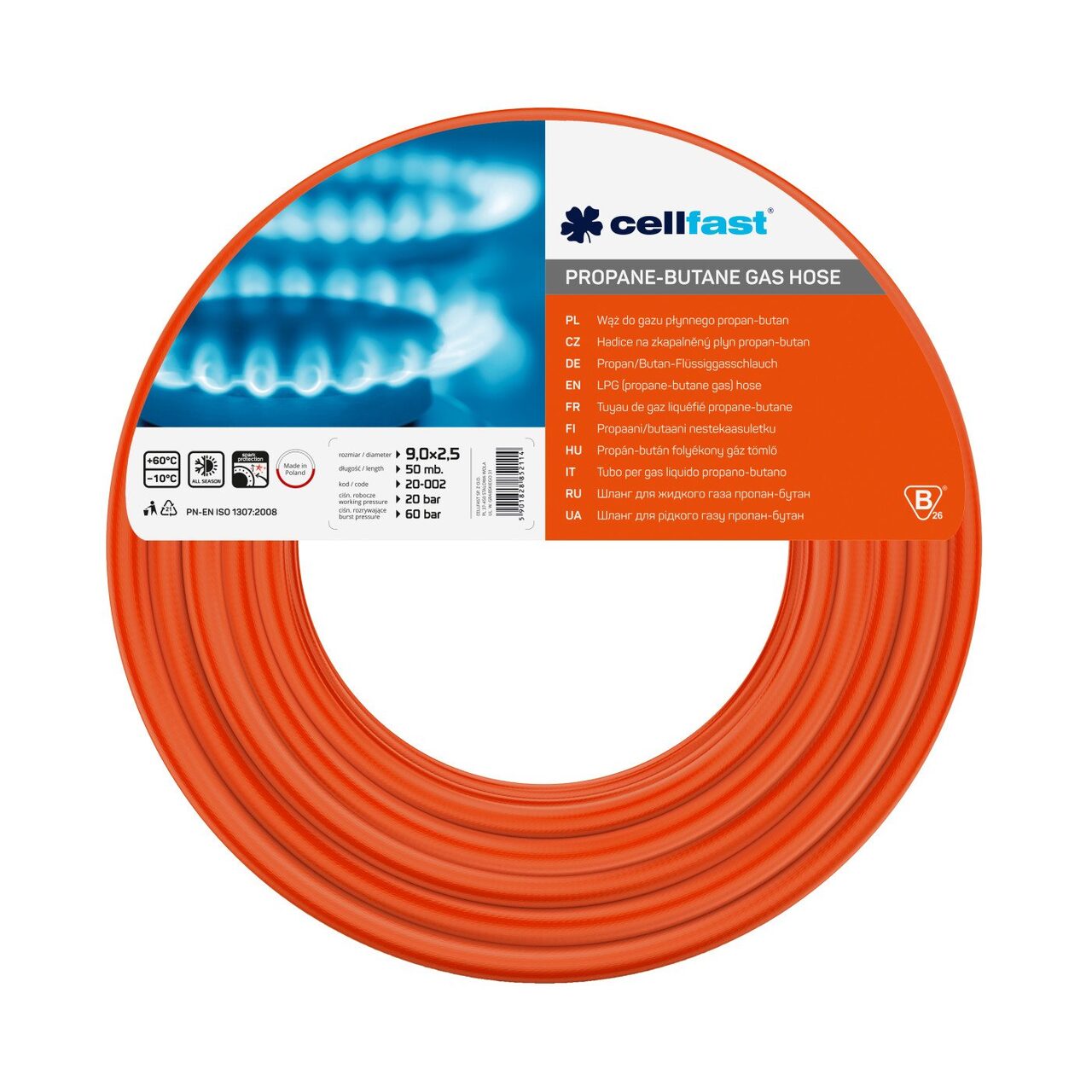 Furtun gaz LPG (propan-butan), 9x3.0 mm, 3 m, Cellfast