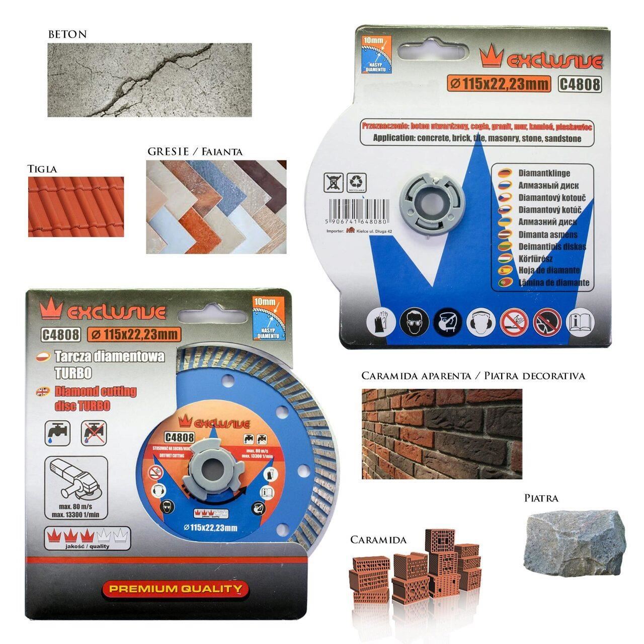Turbó gyémánttárcsa, betonhoz, nedves és száraz vágás, 115 mm/22,23 mm, Richmann