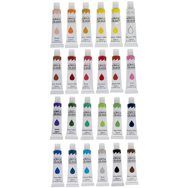 Set culori acrilice pentru pictura, 24 bucati, 12 ml, Maaleo