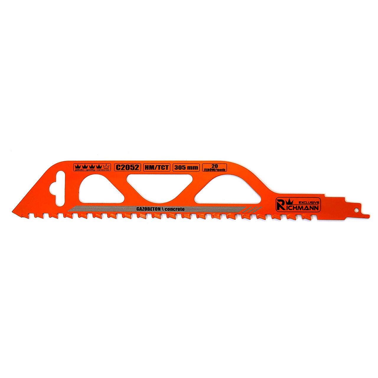 Panza, lama, fierastrau tip sabie, pentru beton celular, HM/TCT, 20 dinti, 305 mm, Richmann Exclusive