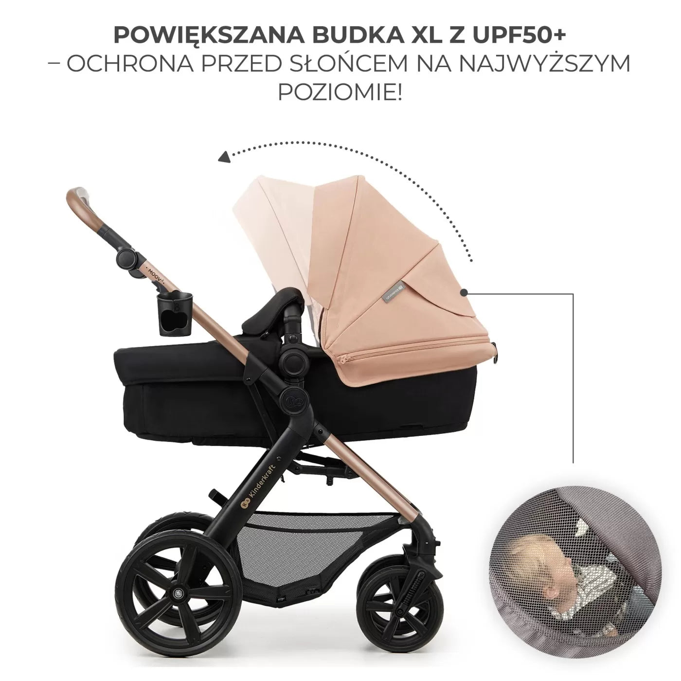 Carucior 3 in 1 kinderkraft moov 2, sand beige