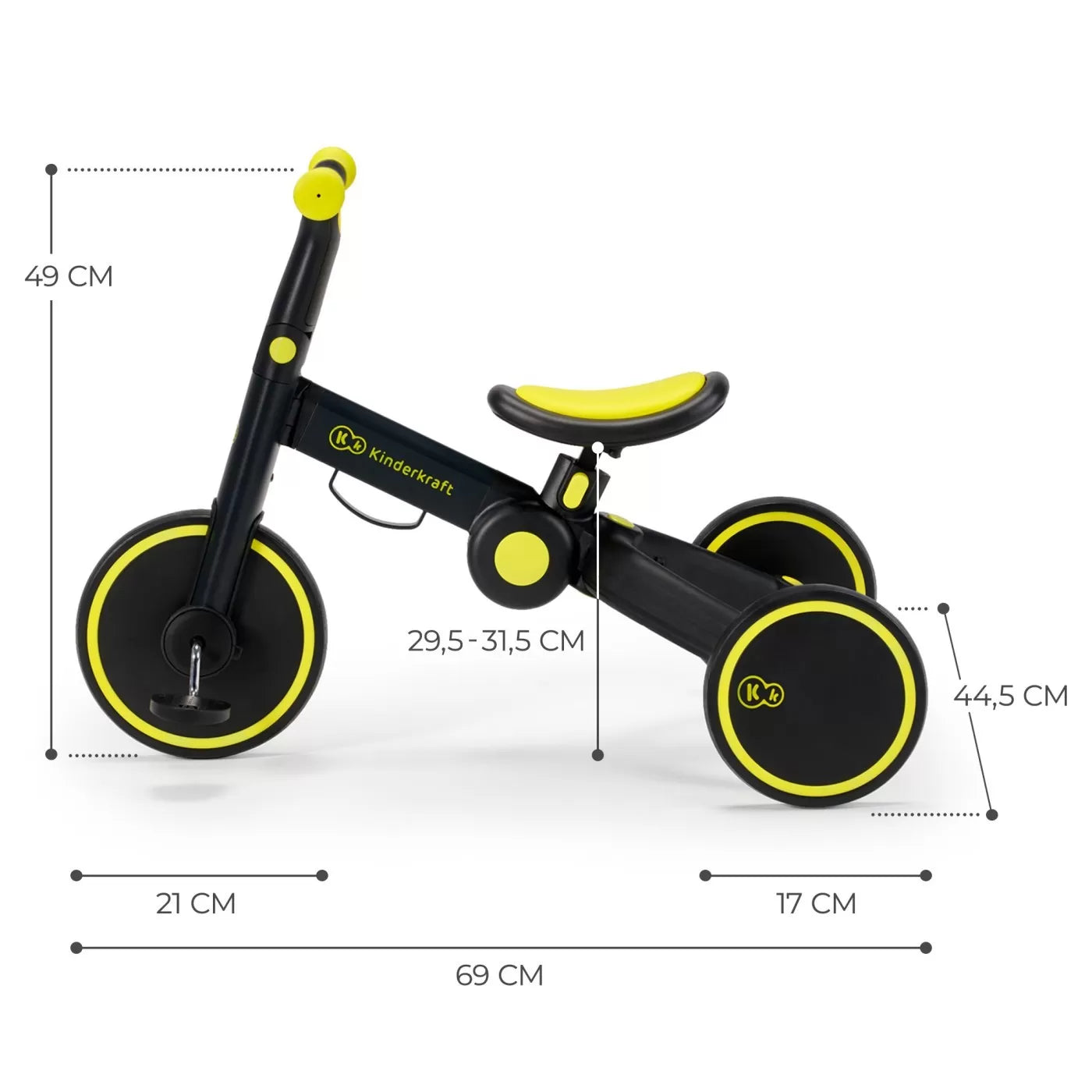 Kinderkraft 4trike futóbicikli/tricikli, fekete, neon